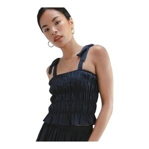 Darling, Bloom Strappy Tie Shoulder Top Navy S NWT